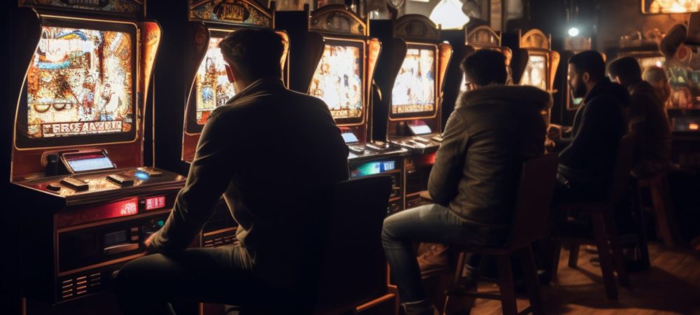 men-sitting-casino-playing-slot-machines-money-gambling-concept